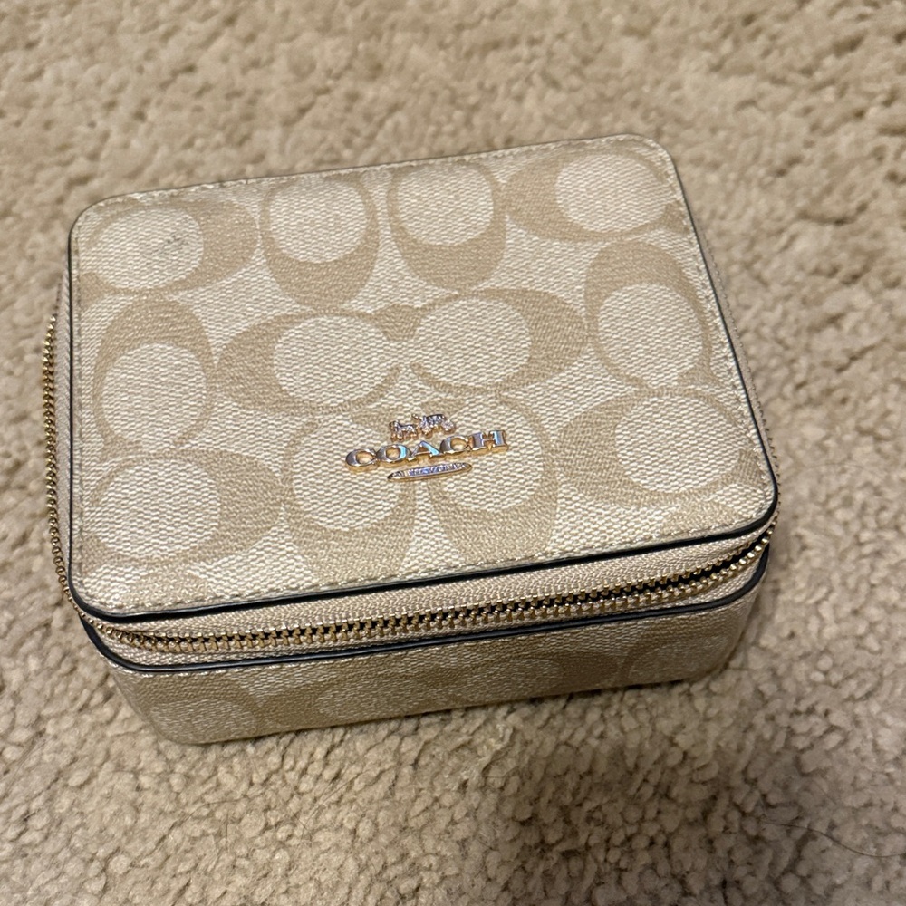 Coach Tan Monogram Jewelry Box